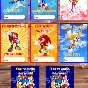 Cartões de Dia dos Namorados do Sonic the Hedgehog Download digital do arquivo PDF