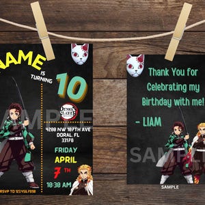 Anime Theme Digital Invitation and Thank You Cards Editable