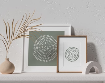Japandi wall art sage green square prints set of 2 hygge wall art office decor green art set wabi sabi painting yoga poster printable gift