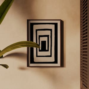 Mutige abstrakte monochrome Malerei funky Plakat Retro neutral Druck schwarz beige Wand Kunst trippy Plakat Wabi Sabi Wandbehang mutige Malerei