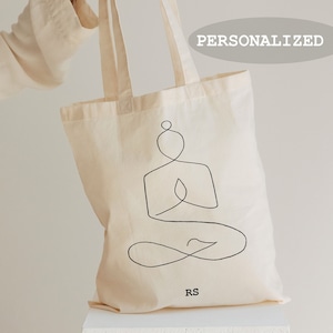 Yoga bag personalized yoga gift idea yoga tote bag custom organic cotton tote meditation gift eco friendly shopping bag minimal bag for life
