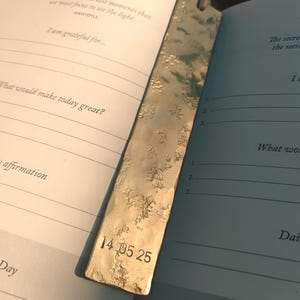 Personalized Brass Bookmark Custom Engraving Option Romantic Gift Idea Valentine Present Thoughtful Gesture Book Lover Gift Reading Enthusiast Present Metal Design Feature Elegant Keepsake Item Handmade Quality Construction Durable Literary