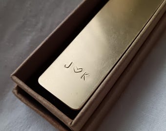 Personalized Brass Bookmark Custom Engraving Romantic Gift Husband Birthday Present Idea Valentine Boyfriend Reading Accessory Metal Design