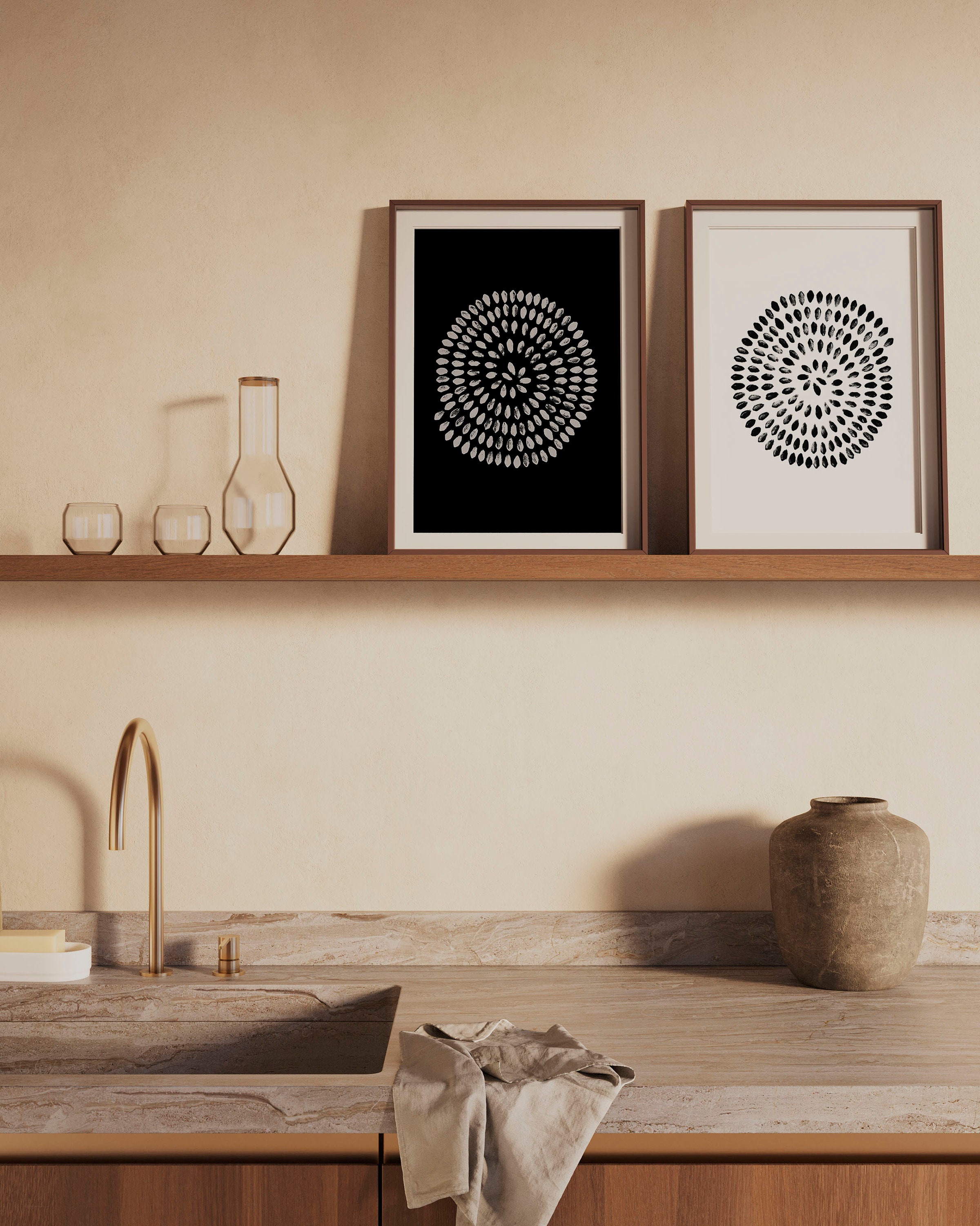 Zoinart Wabi-Sabi Wandkunst - Schwarz-weißes Abstraktes Gemälde 62x92cm