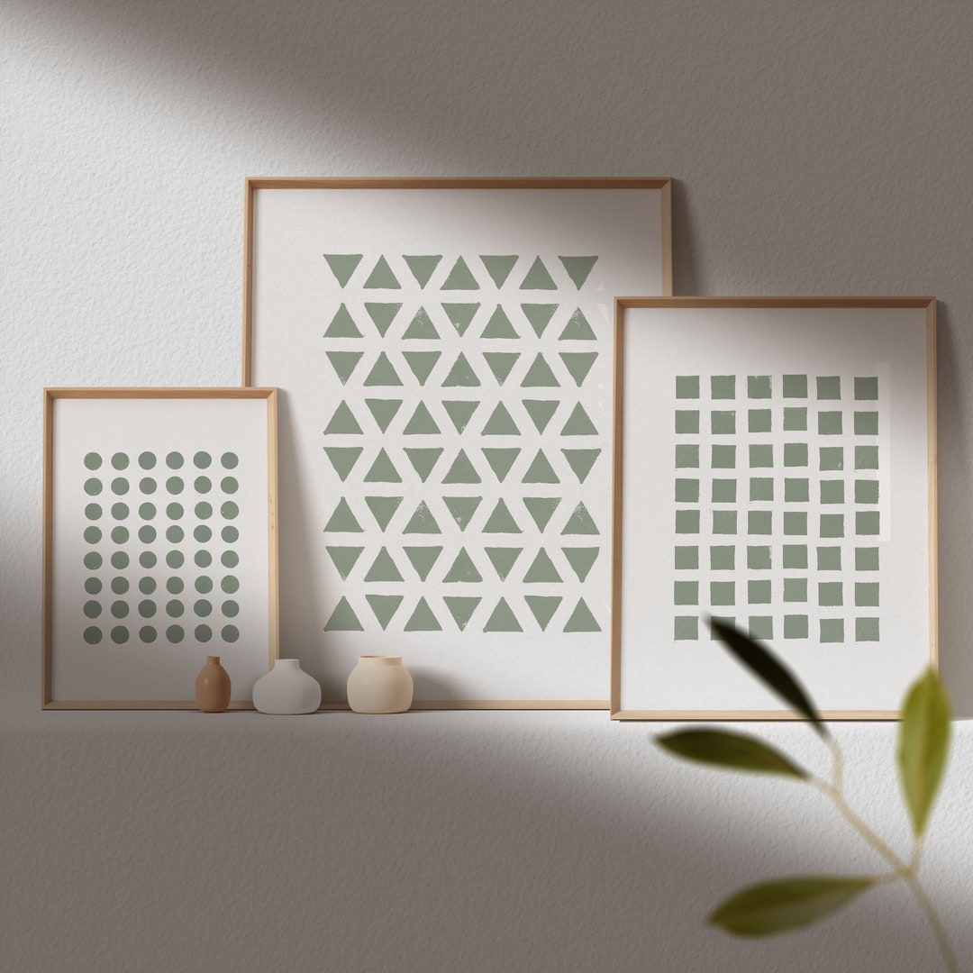 Simple Sage Green Wall Art Set of 3 Piece Sage Green Prints Etsy