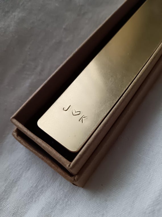 Personalized Brass Bookmark Custom Engraving Romantic Gift Valentine Present Gift For Her Reading Accessory Metal Design Elegant Keepsake