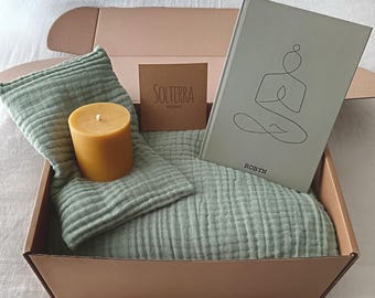 Personalised yoga gift idea for yoga lover gift set for self care gift box wellness bundle yoga blanket shavasana throw yoga journal custom