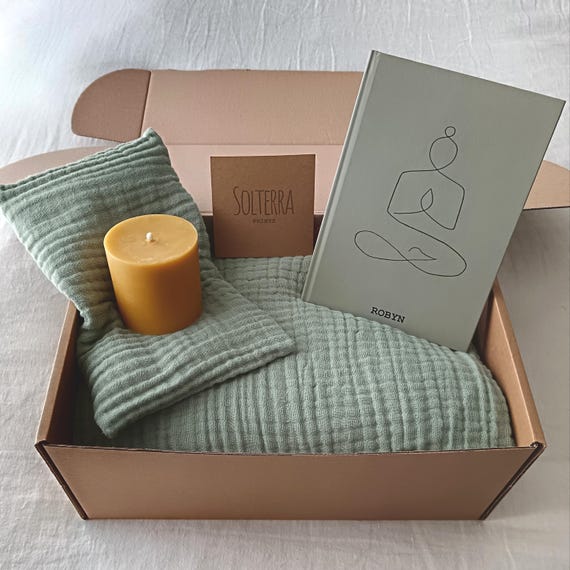 Personalised yoga gift idea for yoga lover gift set for self care gift box wellness bundle yoga blanket shavasana throw yoga journal custom