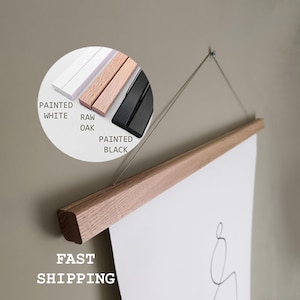 Wooden picture hanger frame wood picture frame oak poster hanging frame wood poster supply eco friendly frame magnetic black white frame