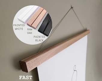 Wooden picture hanger frame wood picture frame oak poster hanging frame wood poster supply eco friendly frame magnetic black white frame