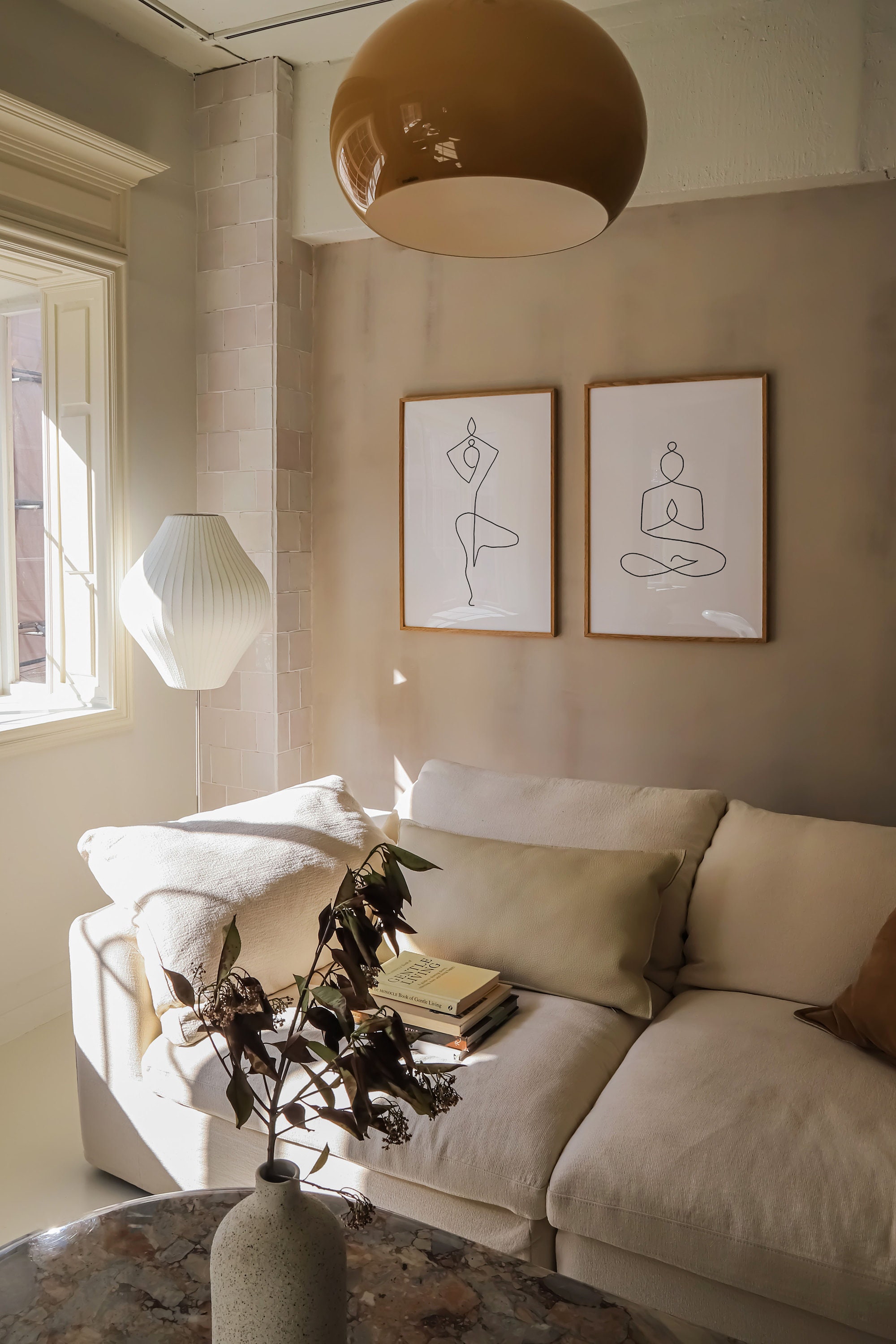 Yoga Pose Wall Art Set of 4 Minimalist Black White Line Drawing Gallery ...