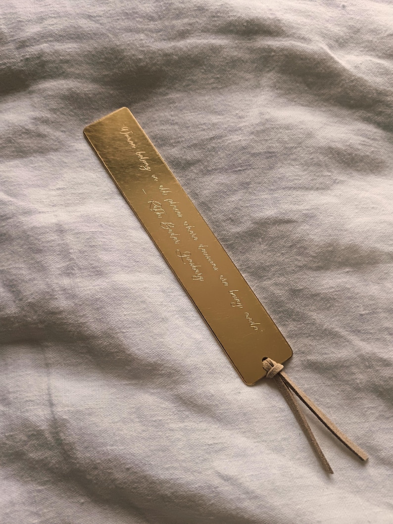 Personalized Brass Bookmark Custom Engraving Romantic Gift Valentine Present Gift For Her Reading Accessory Metal Design Elegant Keepsake image 3