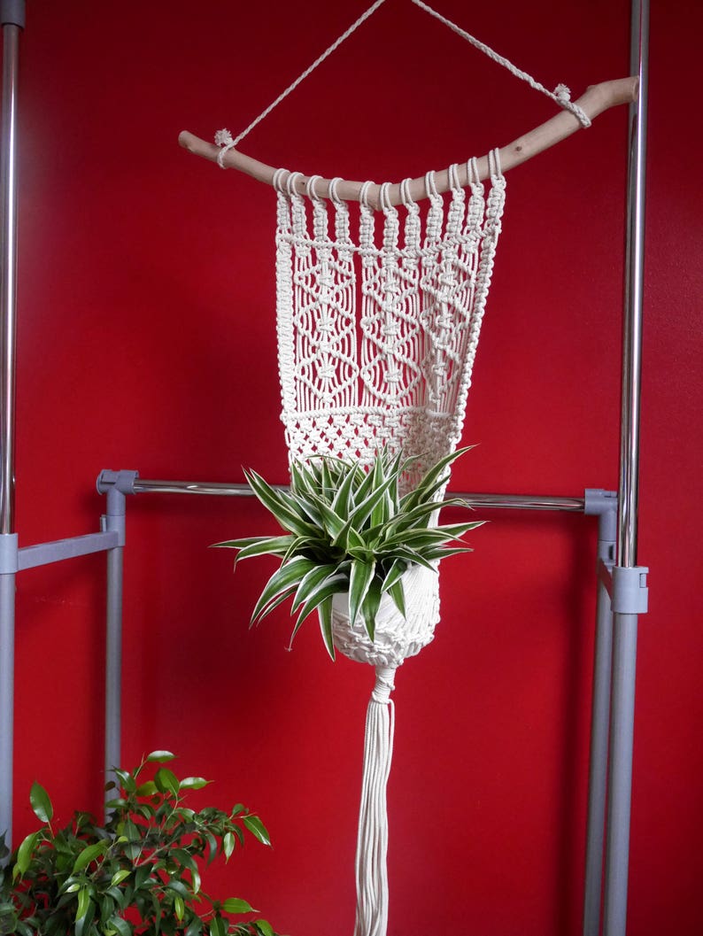Panel Macramé con maceta de cerámica Etsy