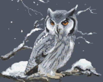Owl - night watchman - Digital pattern for cross stitch PDF