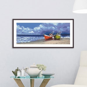 Fishing Boats by the Sea Digital Cross Stitch Pattern PDF, Cross Stitch ...