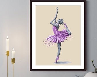 Balletdanser - Magie van dans - digitaal patroon voor kruissteek, Een vrouw PDF,