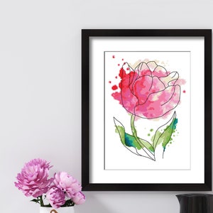 Watercolour tulip Online pattern for cross stitch image 1