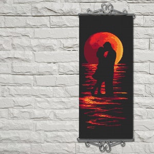 Romantic night digital pattern for cross stitch, PDF,