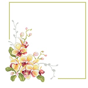 Servet met orchideeën digitaal patroon voor kruissteek,