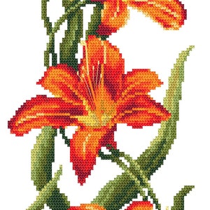 Charming Daylilies Digital Cross Stitch Pattern Pdf, Romantic Flowers ...