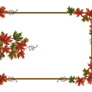 Peut inclure: Un cadre rectangulaire brun avec une bordure décorative de feuilles d'automne dans des tons d'orange, de rouge et de vert. Le cadre est parfait pour ajouter une touche d'automne à votre décoration intérieure.