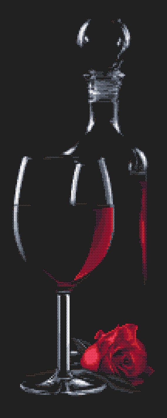 Cross stitch kit - Glass with white wine - Coricamo