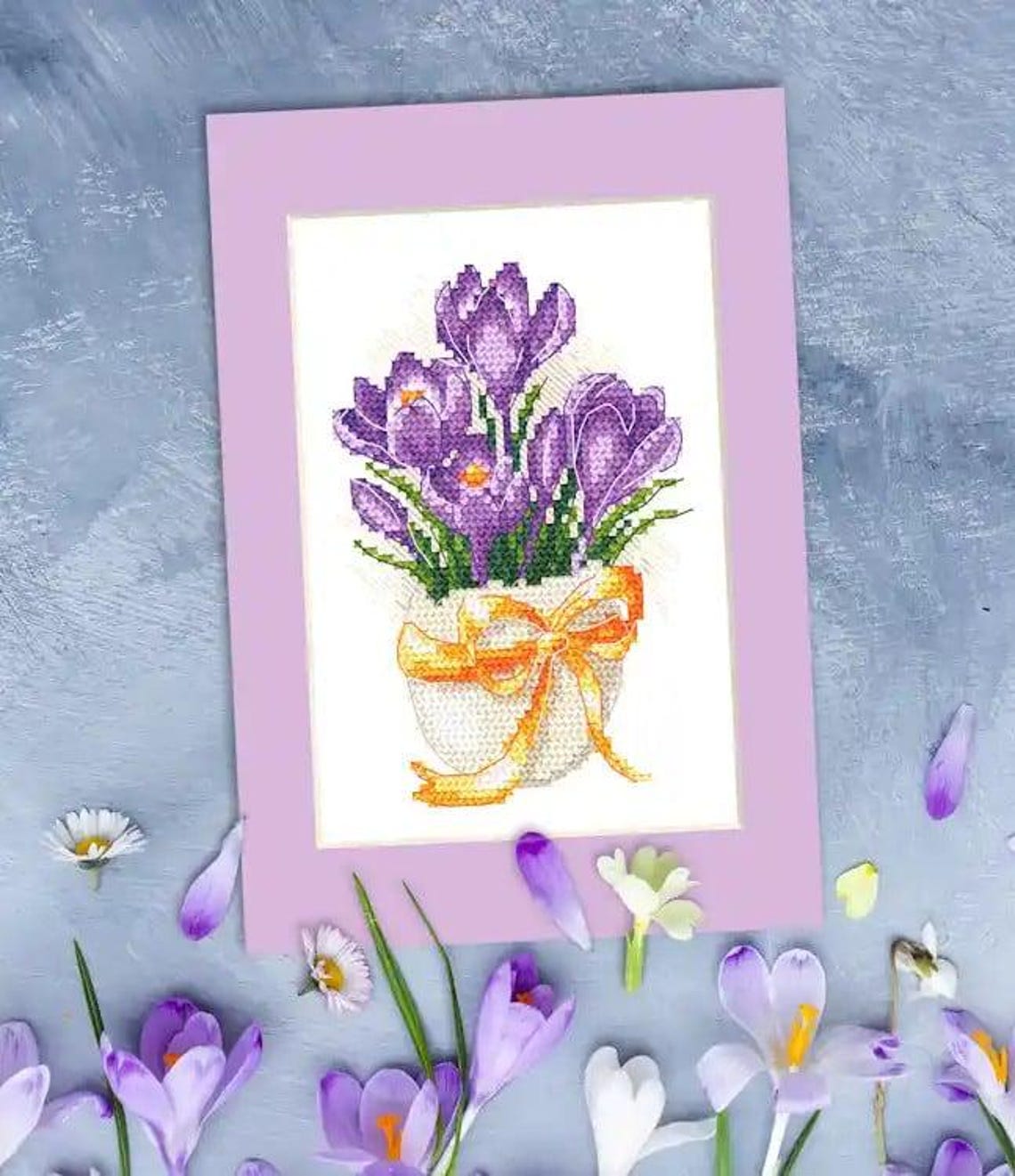 Easter Cross Stitch Pattern - Card - Crocuses, PDF & HKS Files. - Etsy ...