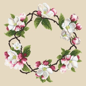 Apple flowers  - Spring Accents, Flowers digital cross stitch pattern, PDF,