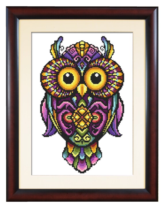 Owl Digital Counted Cross Stitch Pattern in PDF Etsy
