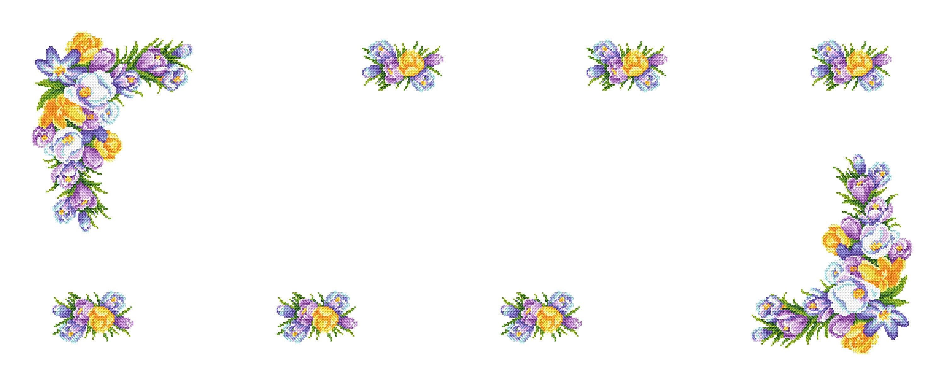 Runner with crocuses pattern for cross stitch, Flowers  PDF, counted  cross stitch,, pdf,.hks- smartphone pattern,instant download pattern,
