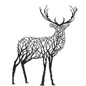 Black deer cross stitch pattern  - Black Dog cross stitch digital pattern