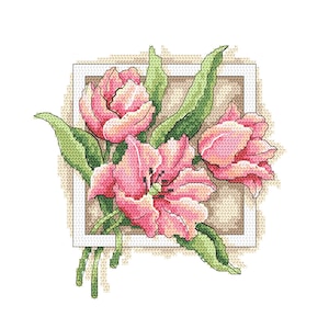 Tulips digital cross stitch pattern, PDF
