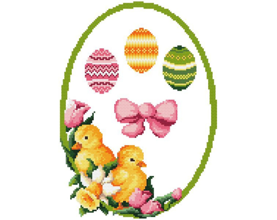 Cross Stitch Pattern Decoration With Easter Eggs , Pdf, Graphics ...
