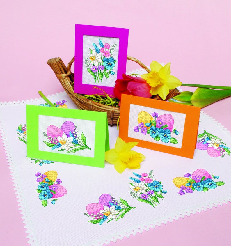 Easter Napkin Spring Accents Flowers Digital Pattern for Etsy