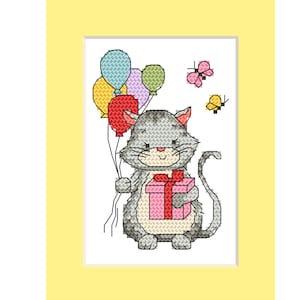 Chaton - Motif point de croix numérique pour carte postale mais pas que,