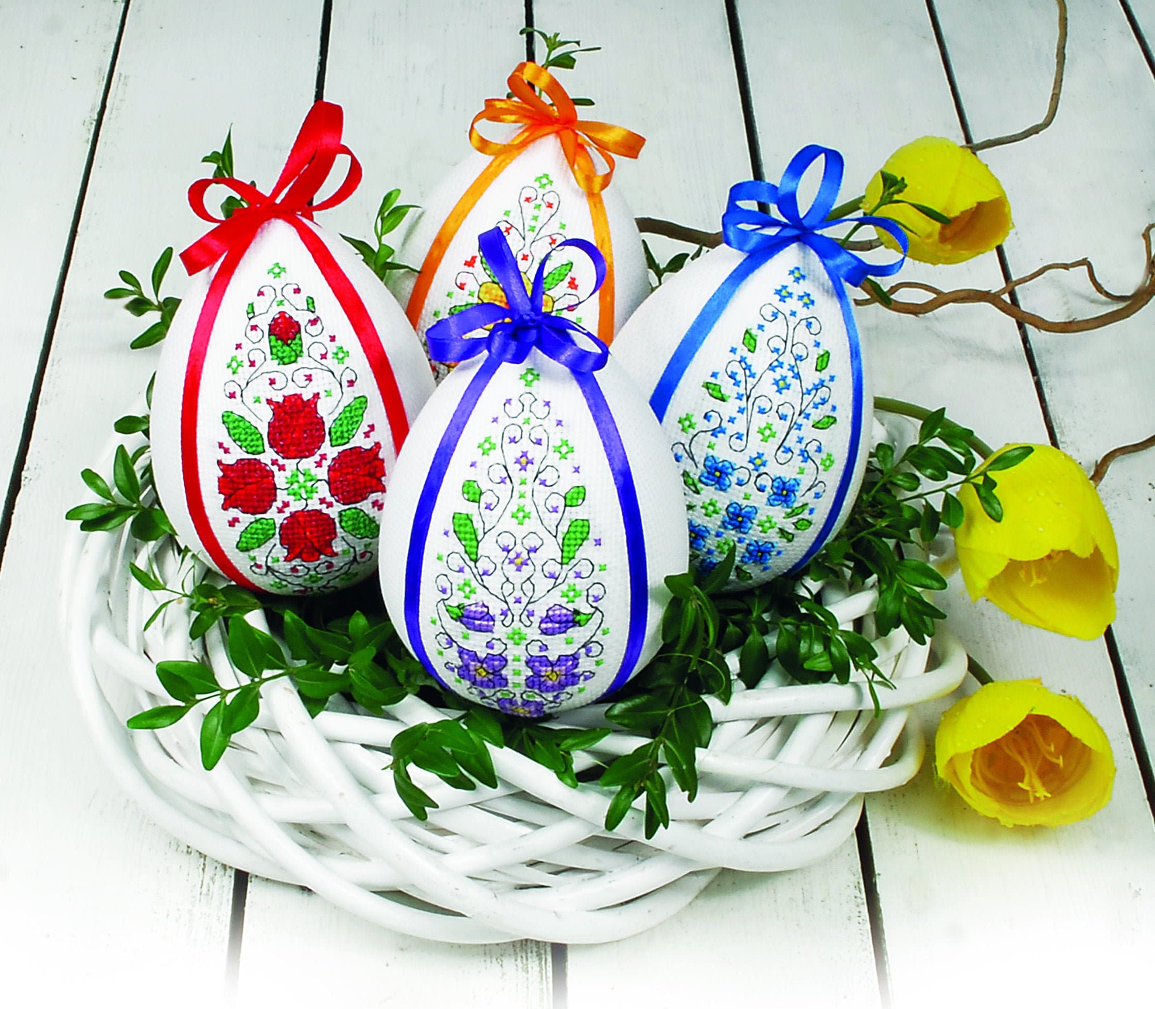Easter Eggs With Flowers 4 Digital Cross Stitch Patterns, - Etsy