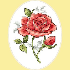 Carte de voeux - Rose numérique Pdf , Carte de voeux - Rose modèle point de croix compté PDF , Peinture,