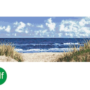 Sea cross stitch pattern, Sea beach digital cross stitch pattern PDF, HKS
