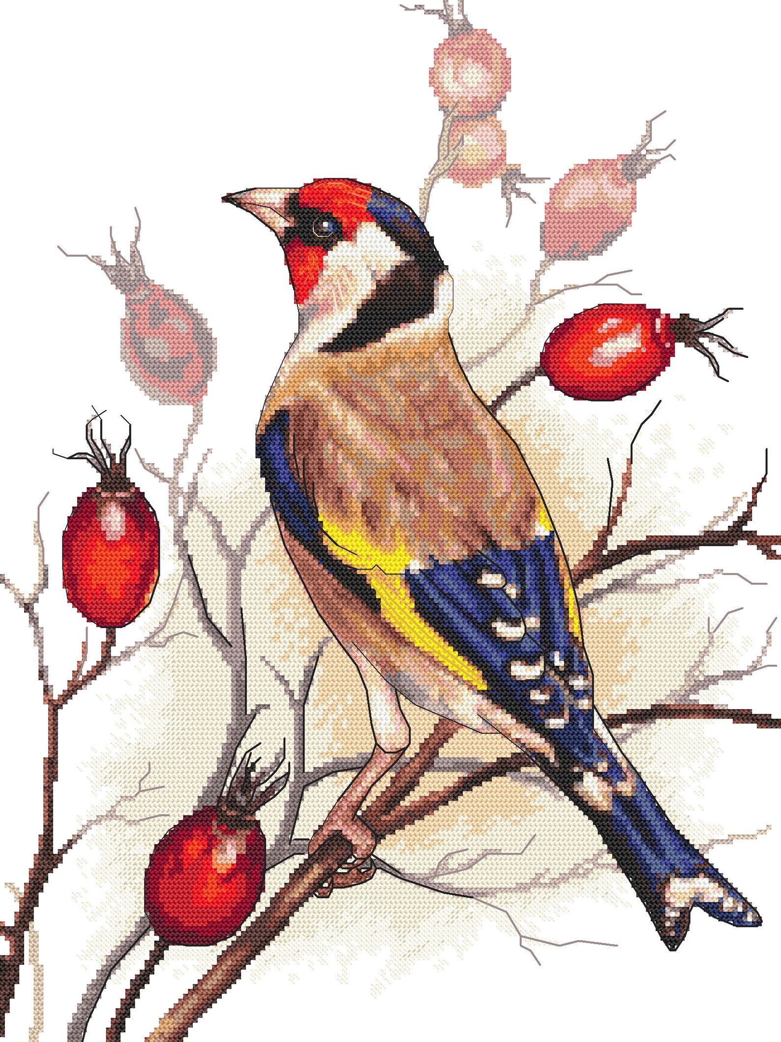 Birds Goldfinch Digital Counted Cross Stitch Pattern in PDF Etsy