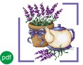 Jug with lavender digital pattern for cross stitch , PDF product logo
