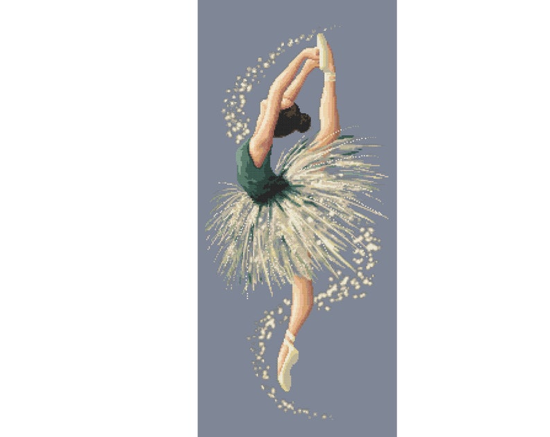 Modèle de point de croix compté numérique danseuse de ballet, PDF image 1