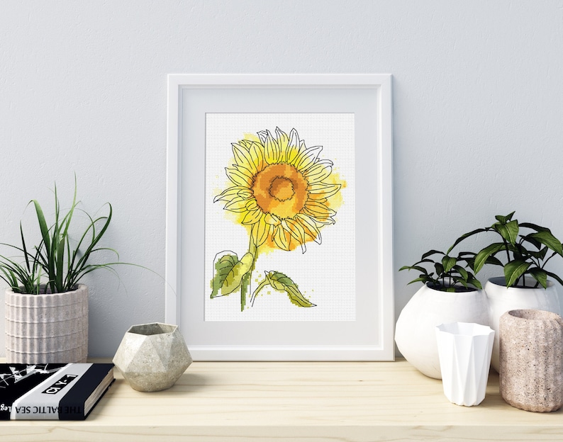 Lovely sunflower - Online pattern for cross stitch 