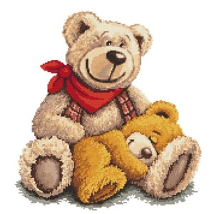 Sleeping Teddy Digital Cross Stitch Pattern