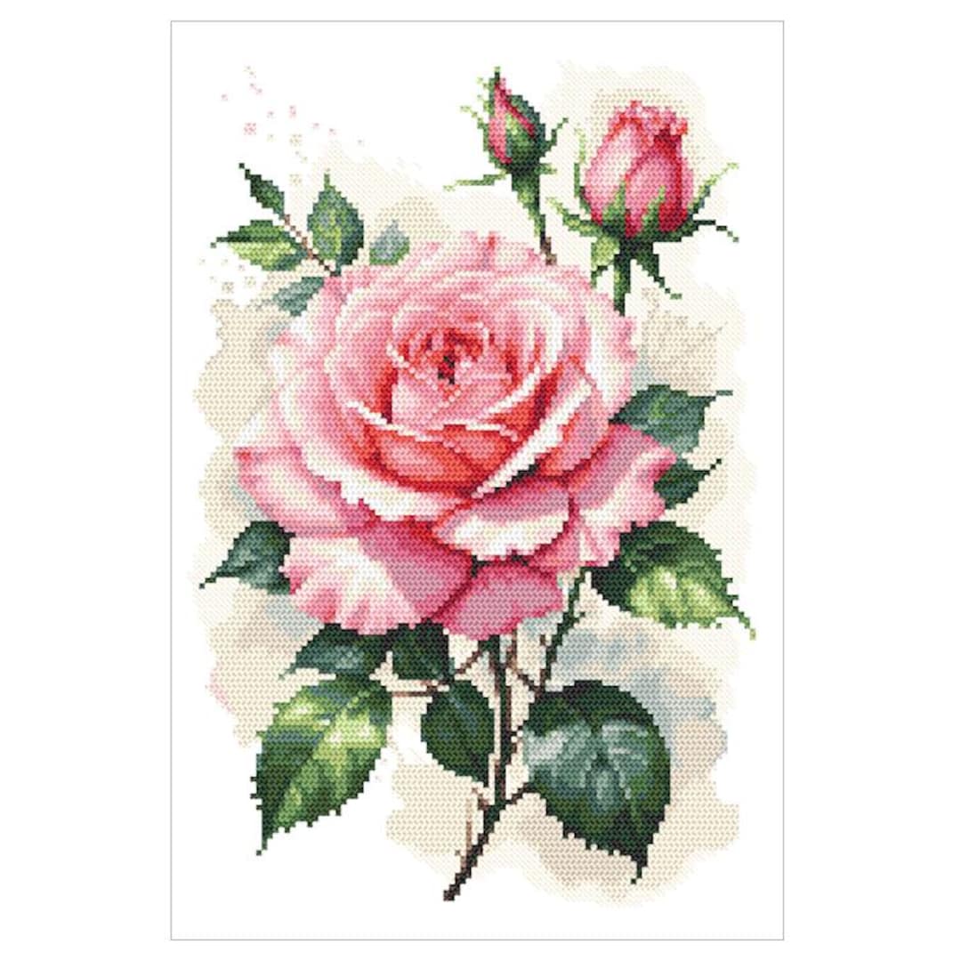 Flowers Cross Stitch Pattern PDF - Pink Rose, Pdf, .hks- Smartphone ...