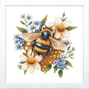 Bee cross stitch pattern PDF - Bee on honeycomb, pdf, .hks - smartphone pattern