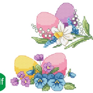 2 Osterkarten - Ostereier mit Blumen - Online Anleitungen für Kreuzstich, Osterkarten oder kleines Bild PDF