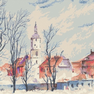 City view Stitch Pattern,   Digital  Pdf ,Graphics Counted Cross Stitch pattern in PDF  format, Painting,