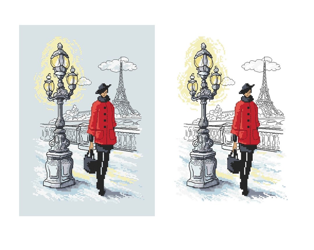 Parisian Chic Romantic Digital Pattern for Cross Stitch - Etsy