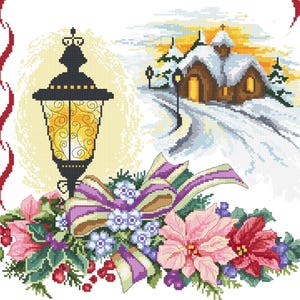Christmas Table Runner - Winter landscape pattern for cross stitch, pdf, .hks- smartphone pattern, instant download.