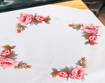 Cross stitch pattern PDF - Vintage rose tablecloth